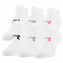 Gildan UNDER ARMOUR WOMEN'S ESSENTIAL NO SHOW SOCKS 6 PACK - WHITE