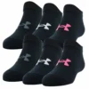 Gildan UNDER ARMOUR GIRLS ESSENTIAL NO SHOW SOCKS 6 PACK - BLACK -HockeyPro Hub 207350