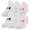 Gildan UNDER ARMOUR GIRLS ESSENTIAL NO SHOW SOCKS 6 PACK - WHITE -HockeyPro Hub 207351