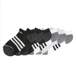 ADIDAS KID'S ANKLE SOCKS - 6 PACK - BLACK/WHITE