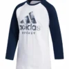 ADIDAS KID'S HOCKEY RAGLAN SHIRT - WHITE/NAVY