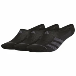 ADIDAS MEN'S 3S NO SHOW SOCKS - 3 PACK - BLACK
