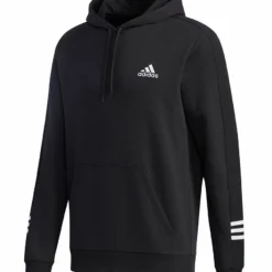 ADIDAS ADULT COZY FLEECE HOODIE - BLACK/WHITE