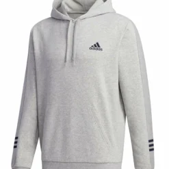 ADIDAS ADULT COZY FLEECE HOODIE - GREY/NAVY