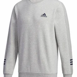 ADIDAS ADULT COZY FLEECE SWEATER - GREY/NAVY