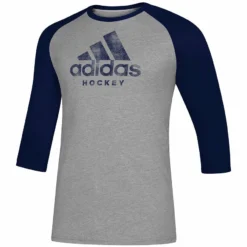 ADIDAS ADULT HOCKEY 3/4 SLEEVE RAGLAN SHIRT - GREY/NAVY