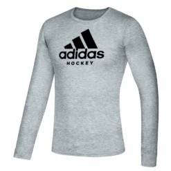 ADIDAS KID'S HOCKEY LONG SLEEVE T SHIRT - GREY
