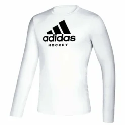 ADIDAS KID'S HOCKEY LONG SLEEVE T SHIRT - WHITE