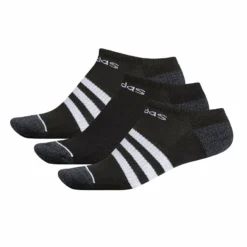 ADIDAS ADULT ADULT 3 STRIPE NO SHOW SOCKS - 3 PACK BLACK