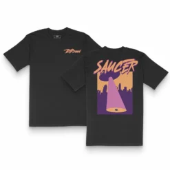 BARDOWN STREETWEAR COLLECTION SAUCER ADULT BLACK T SHIRT