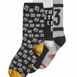 ADIDAS KID'S YA GREW SOCKS - 3 PACK BLACK/GREY/GOLD