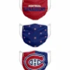 FOCO MONTREAL CANADIENS KIDS NON-MEDICAL FACE MASKS - 3 PACK -HockeyPro Hub Montreal Canadiens Kids Fabric Face Masks 3 Pack