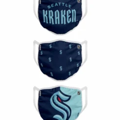 FOCO SEATTLE KRAKEN KIDS NON-MEDICAL FACE MASKS - 3 PACK