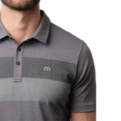 TravisMathew TRAVIS MATHEW NEARLY THERE POLO - HEATHER GREY PINSTRIPE -HockeyPro Hub TRAVIS MATHEW NEARLY THERE POLO HEATHER GREY PINSTRIPE CLOSE