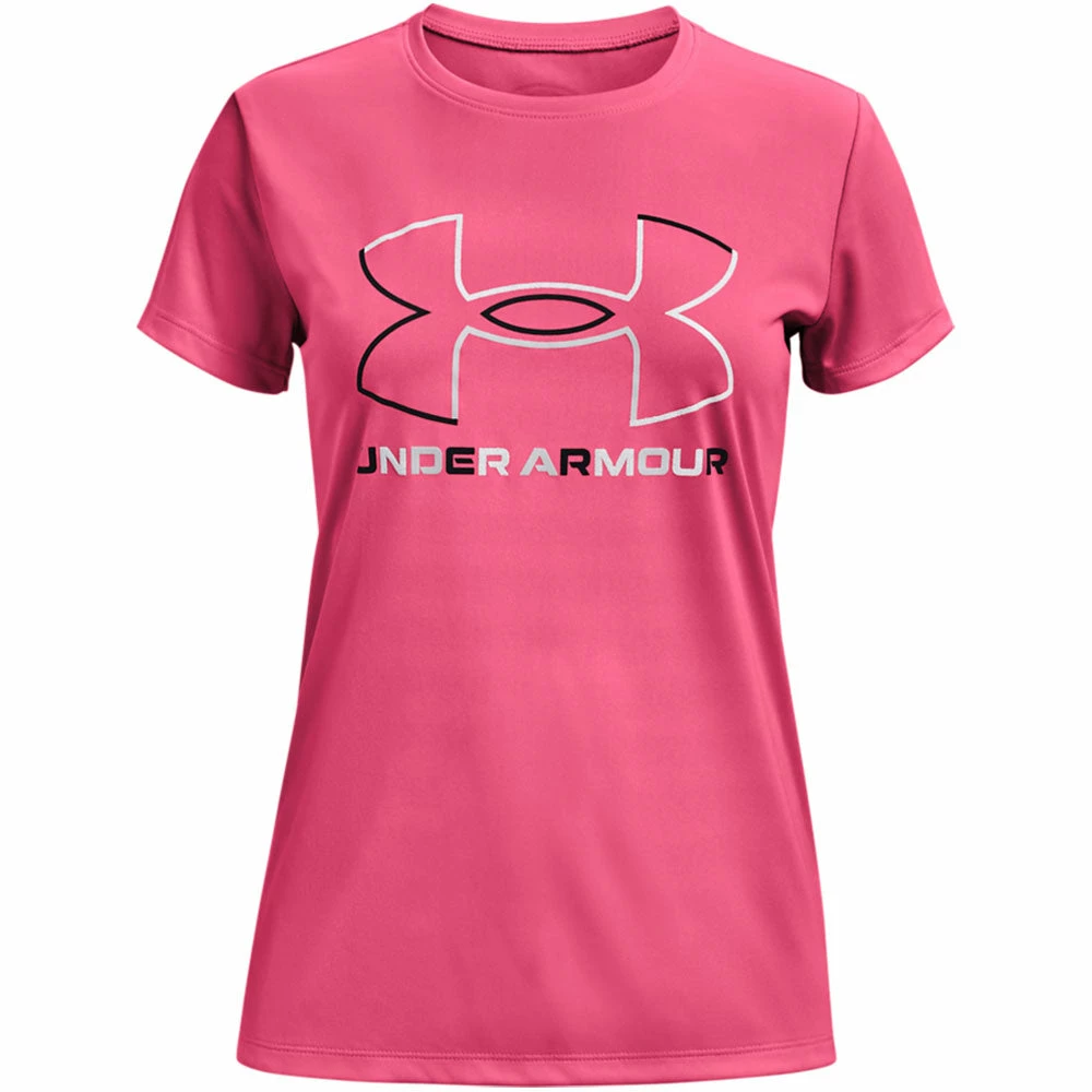 UNDER ARMOUR GIRLS TECH BIG LOGO SOLID BODY SHIRT - PINK 3 UNDER ARMOUR GIRLS TECH BIG LOGO SOLID BODY SHIRT - PINK