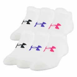 Gildan UNDER ARMOUR GIRL'S PHENOM NO SHOW 6 PACK - WHITE