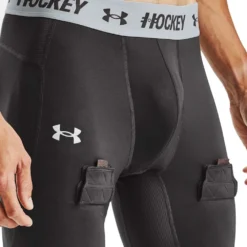 UNDER ARMOUR SENIOR HOCKEY COMPRESSION SHORTS - GREY -HockeyPro Hub UNDER ARMOUR SENIOR HOCKEY COMPRESSION SHORTS VELCRO