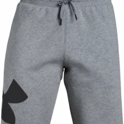 UNDER ARMOUR ADULT RIVAL FLEECE LOGO SHORTS - GREY/BLACK