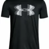 UNDER ARMOUR KID'S TECH BIG LOGO SOLID T SHIRT - CHARCOAL BLACK -HockeyPro Hub Under Armour Kids Tech Big Logo Solid T Shirt Black Front 178113 min
